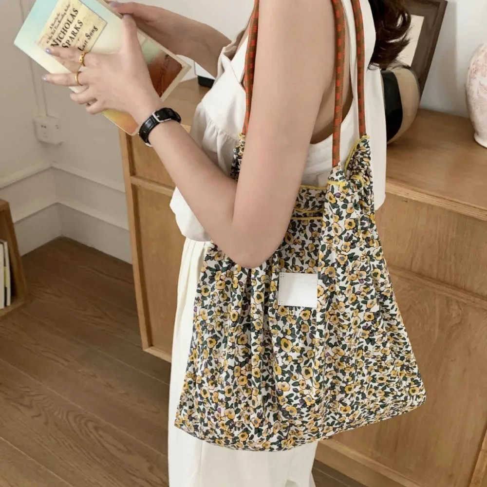 Sweet Shoulder Bag for Women Canvas Elegant Korean Style Fashion Crossbody Bag Bow Large Capacity Female New Handbag