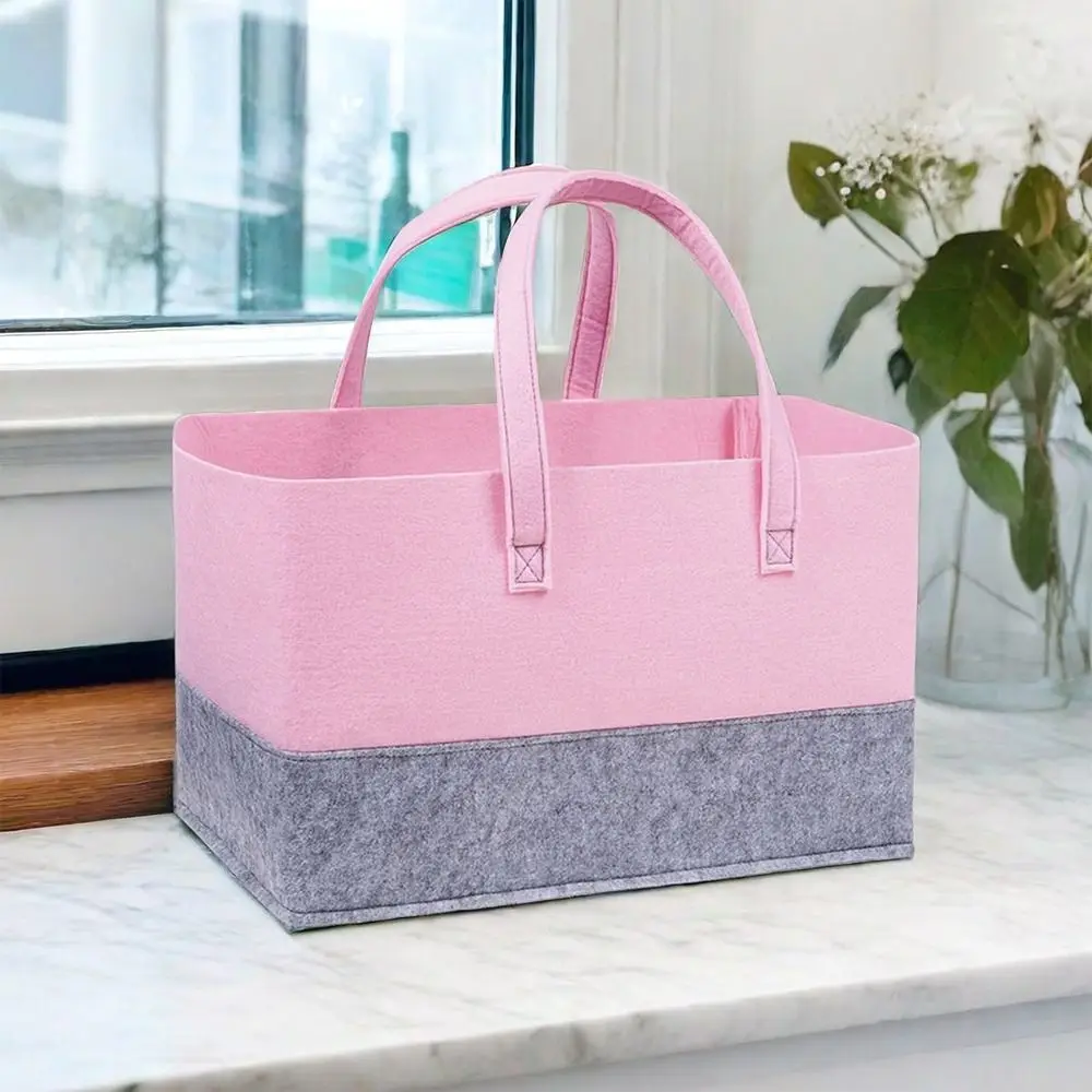 

Повседневная сумка-тоут из фетра с цветными блоками, складная сумка для хранения большой емкости, органайзер с ручкой, подарочная сумка для женщин