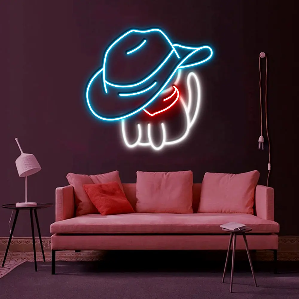 Aangepaste Cowboy Kat Led Neon, Cowboy Kat Decor Teken, Meowdy Cowboy Kat Neon Bord, Huis Kamer Muur Decor, Speelkamer Decor