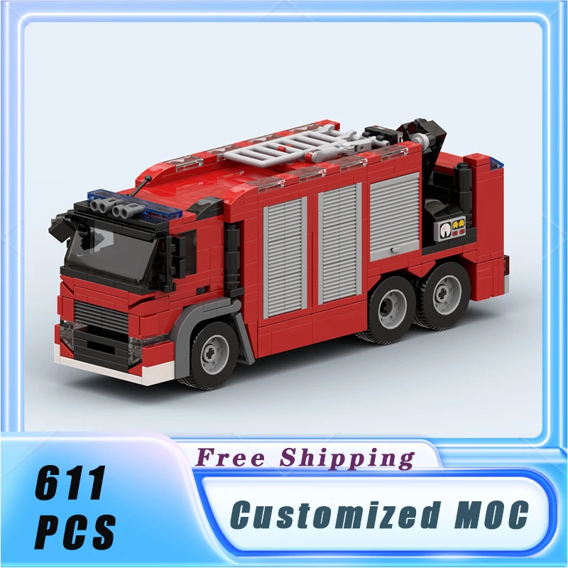 

MOC Building Blocks Fire Rescue Truck City Vehicle Model Bricks Sets Assemble Display Children's Toys Gifts