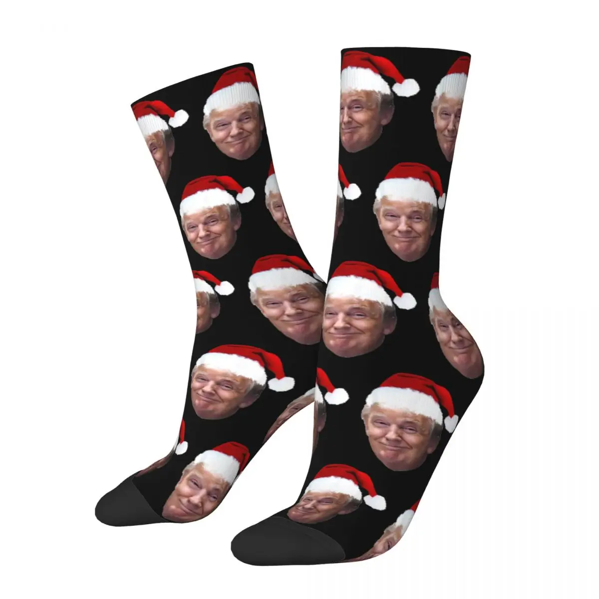 Funny Donald Trump Christmas Funny Skateboard Socks MAGA Santa Xmas Polyester Middle Tube Socks for Unisex Sweat Absorbing