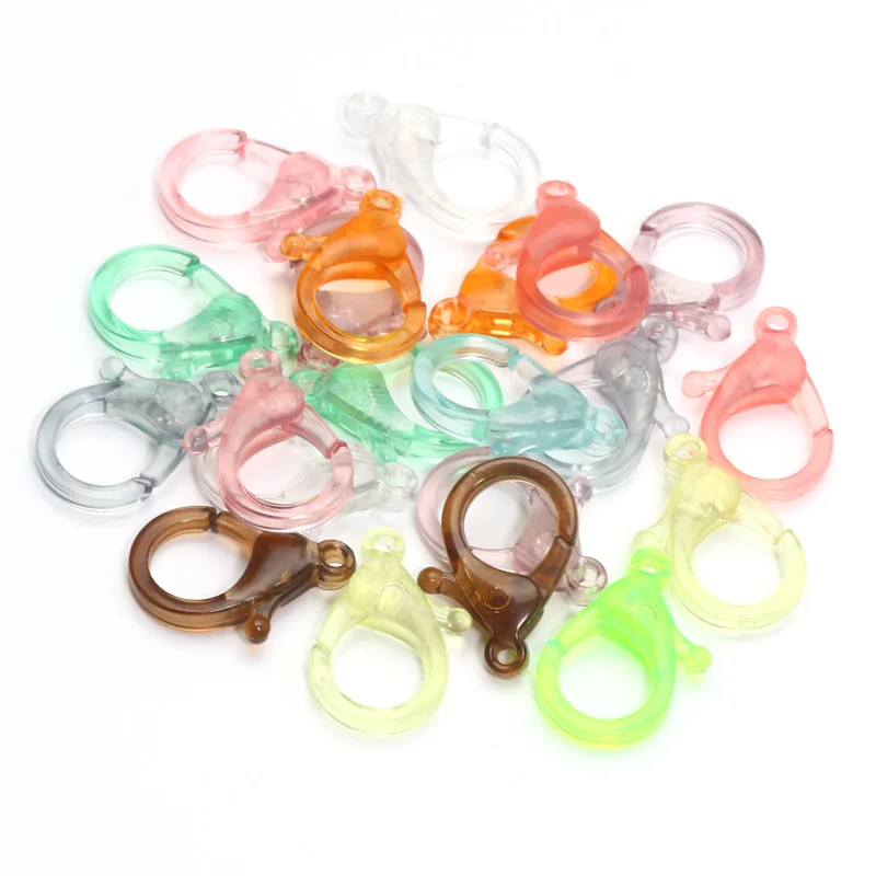 

15x25mm 10pcs Acrylic Lobster Clasp Transparent Candy Colorful For Jewelry Making Bracelet Craft Customization Material Supplies