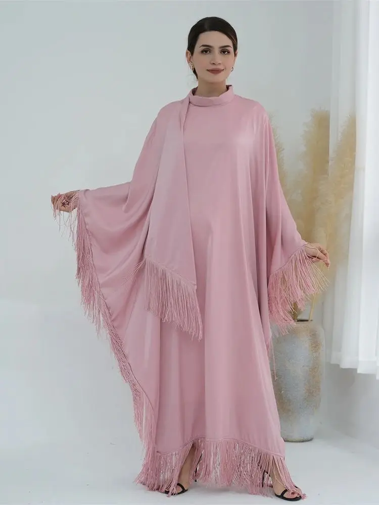 Eid Tassel Batwing Abaya Dubai Luxury 2024 Muslim Abayas For Women Kaftan Modest Dresses Islamic Clothing Robe Femme Musulmane