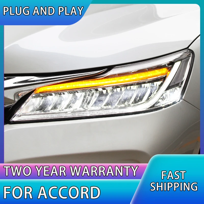 Head lamp For New Accord 9.5 Headlights 2016 2017 LED Headlight LED DRL Bi Xenon Lens High Low Beam Auto Accessories