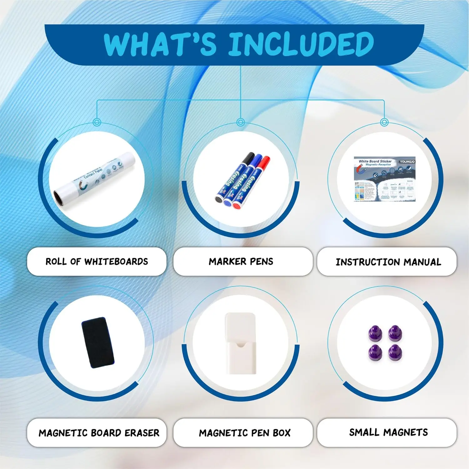 Magnetic Whiteboard Sticker, 60x36 Inches, Self-Adhesive Dry Erase Board for Office Home Playroom