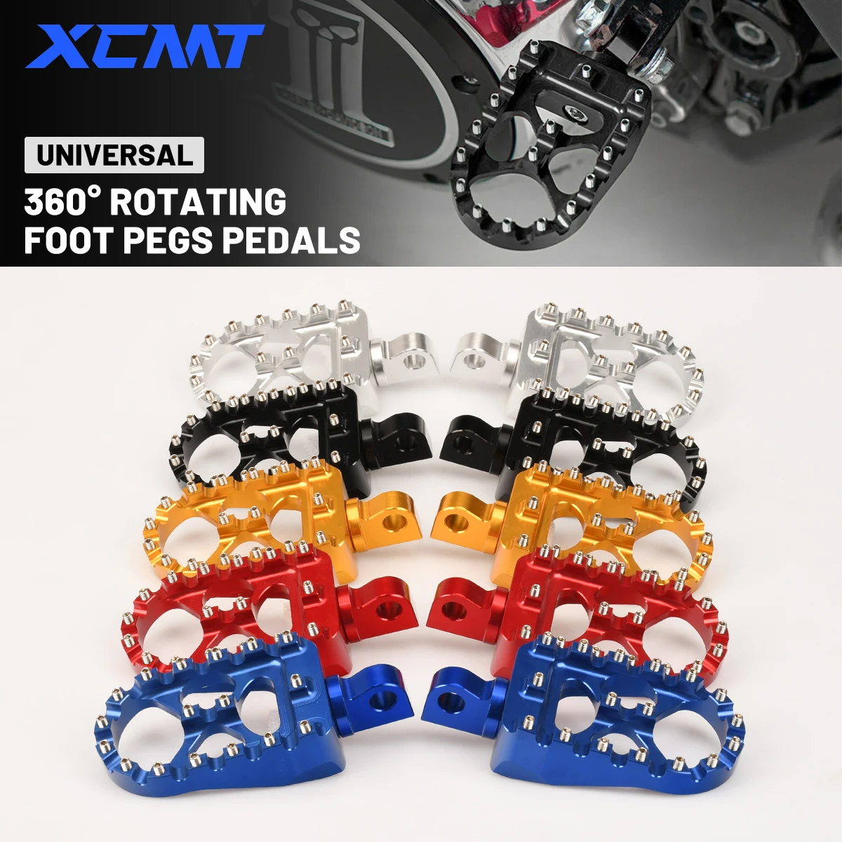 

Motorcycle CNC Wide Fat Footpegs 360° Roating Foot Pegs For Harley Dyna Fat Bob Softail Sportster Street Bob Motocross Universal