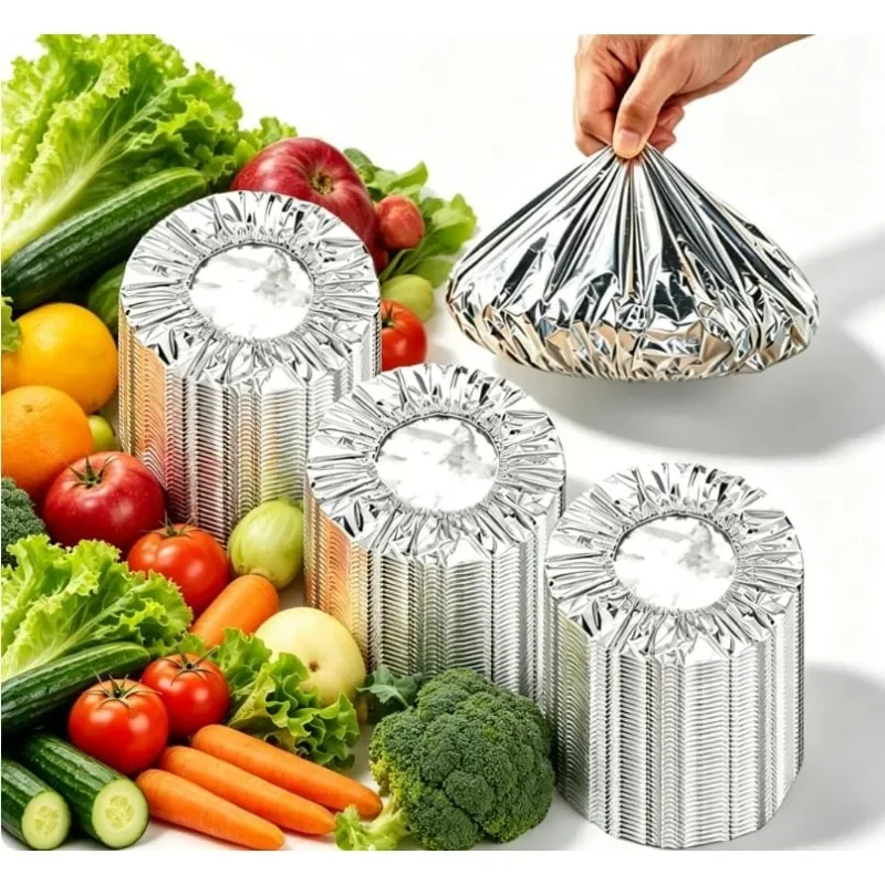 Aluminum Foil Film Food Cover Elastic Saran Wrap Cling Film Food Grade Disposable Fresh-keep Bag Kitchen Insulation Artifact Lid