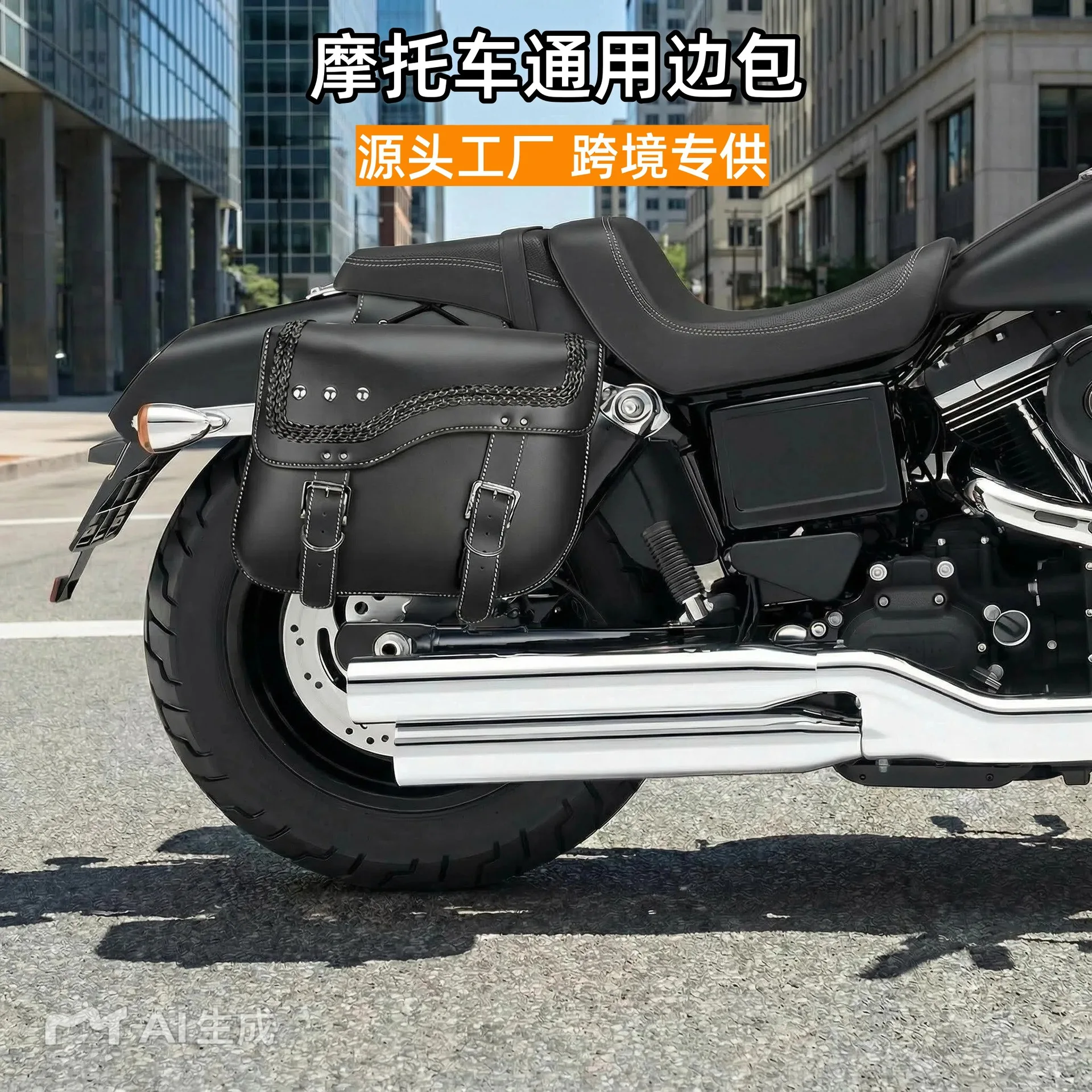Motorcycle Saddle Bags Leather PVC Waterproof Sun Resistant Side Luggage Universal Mount for Cruiser Touring Travel Commute