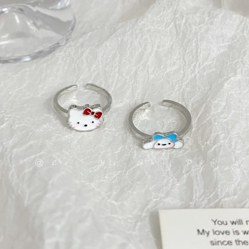 

HelloKitty Ring Sanrio Anime Cinnamoroll New Open Ring Kawaii Cartoon Exquisite Accessorie Adjustable Size Girl Birthday Present