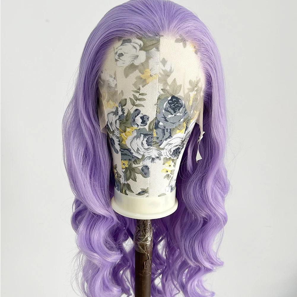 XiuQingCheng Body Wave Synthetic Lace Front Wigs For Black Women Glueless 26Inch Long Purple Wig Cosplay Party Daily Fashion Wig