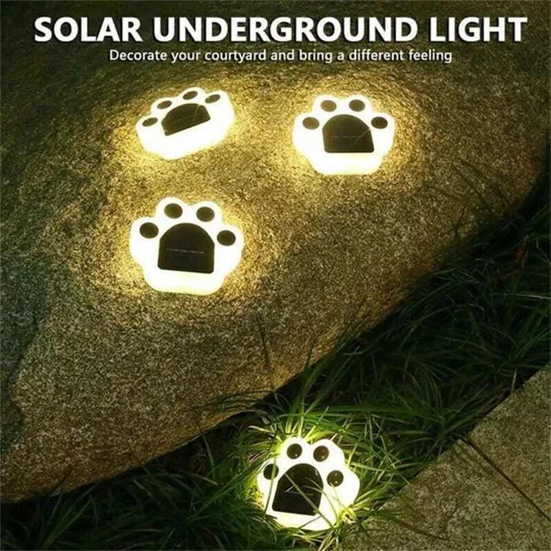 Solar LED Animal Print Lights, Outdoor Street Light, Cat Paw, Path Lighting, Decoração do jardim