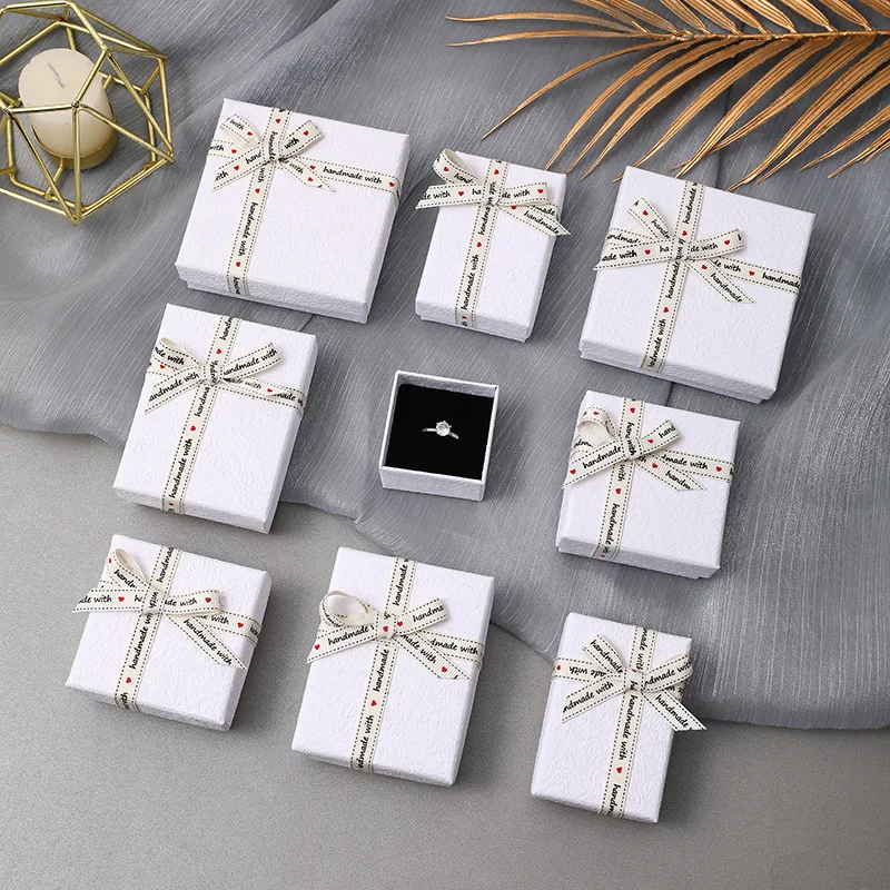 Customized. Jewelry Box White Ribbon Tiandigai Box Jewelry Packaging Box Ornament Storage Box Box