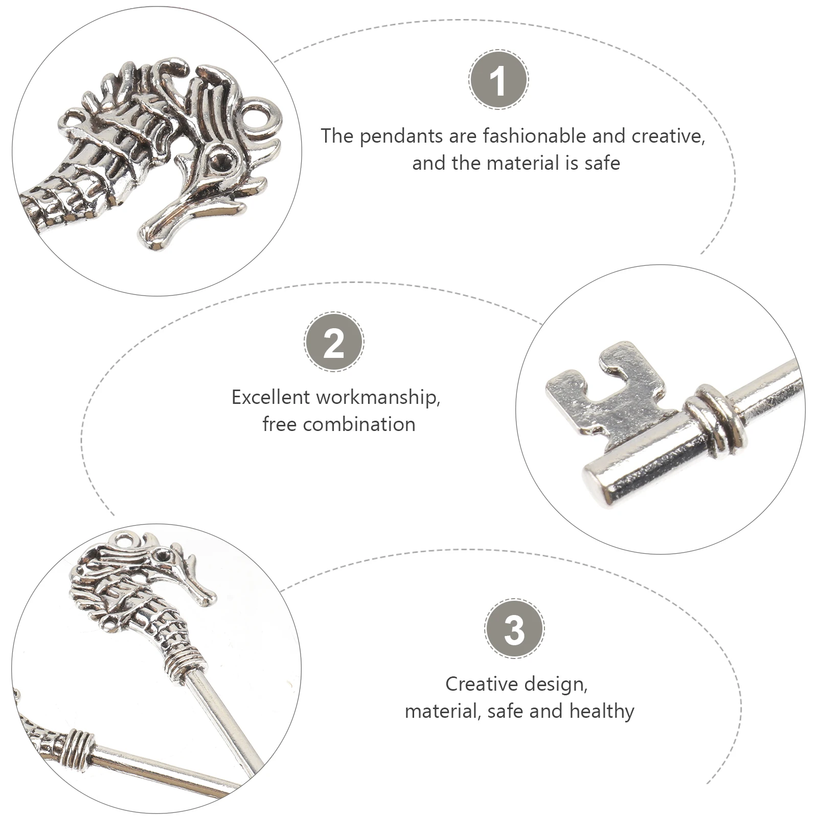 

5Pcs Head Key Pendant DIY Alloy Accessories Necklace Bracelet Creative Design Jewelry Elegant Fashion Safe Material