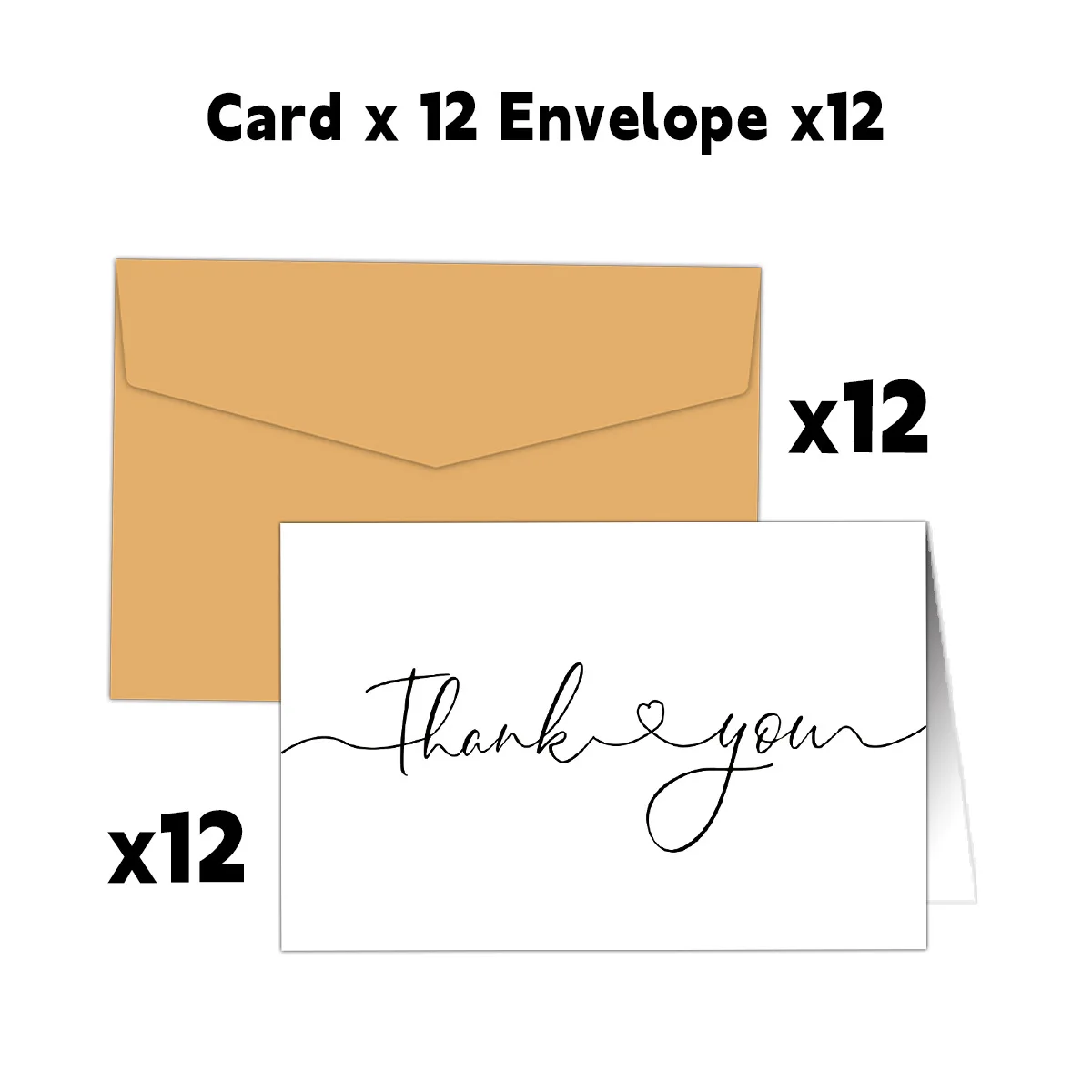  12 قطعة من بطاقات الشكر البيضاء مع مغلفات، مجموعة بطاقات تهنئة فارغة لدعوة عيد الميلاد وحفلات الزفاف وهدايا زينة الحفلات #1