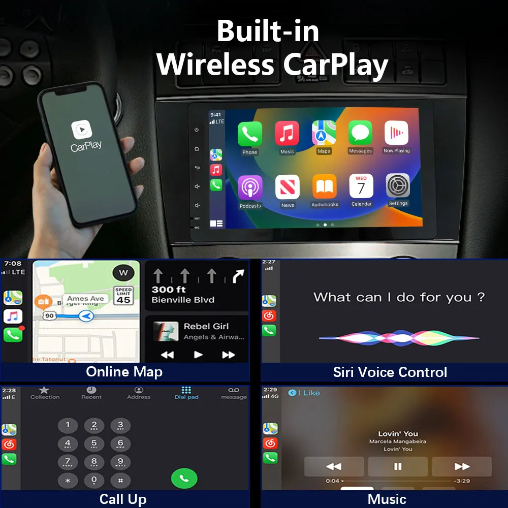 وحدة رأس السيارة 2Din لسيارة Mercedes Benz C-Class W203 W209 CLK C180 C209 الوسائط المتعددة تحديث التبادل التلقائي نظام ذكي #3
