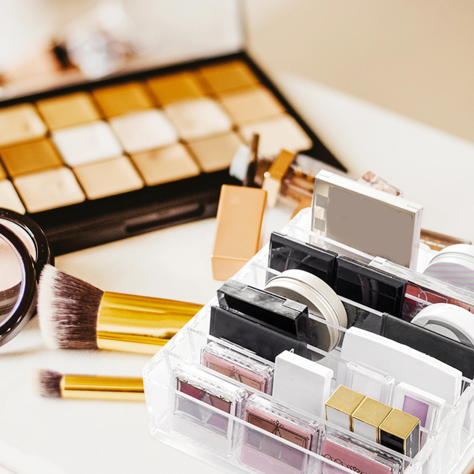 

Storage Box Makeup ganizer Eyeshadow Holder Vanity Table Material Ultra Thin Design Small Space