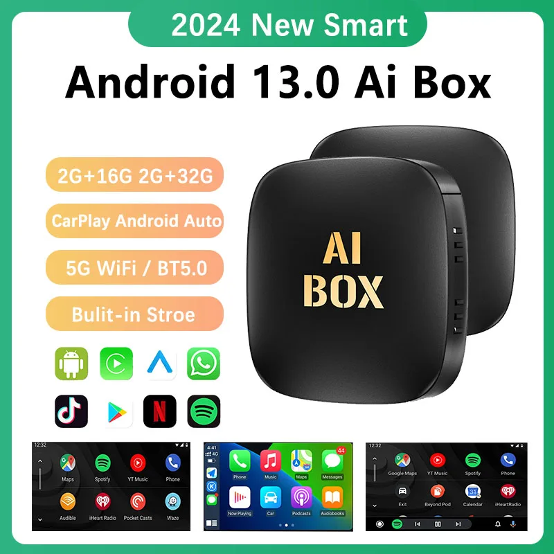 Android 13 Smart CarPlay Ai Box Wired To Wireless CarPlay Wireless Android Auto For Netflix For YouTube GPS 5GWiFi For VW KIA 