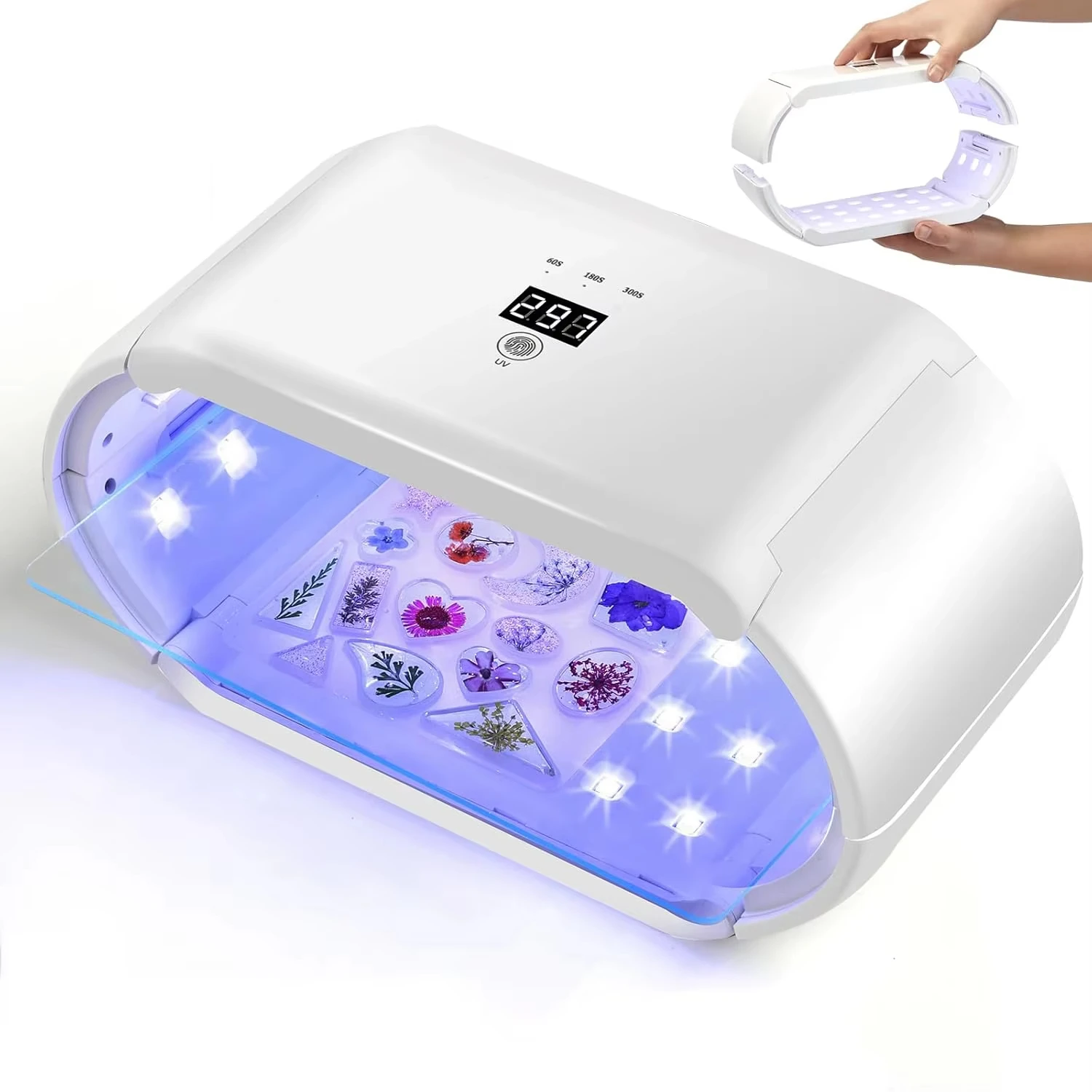 

Portable Foldable UV Resin Light 48W Double-Sided Irradiation | Adjustable Time Large Size Fast Curing Lamp for Resin Art