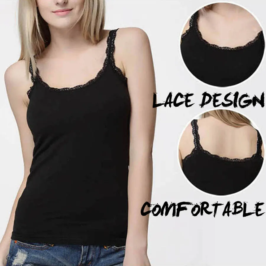 Sexy Soft Cotton Tank Tops Women Solid Sleeveless Lace Vest Hot Camisole Slim Vest Top Cropped Casual Cool Charming Ladies Gifts