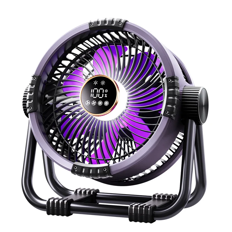 

Rechargeable Camping Fan with LED Light, Long Battery Life, Hanging & Standing, Remote Control, Multifunctional Use