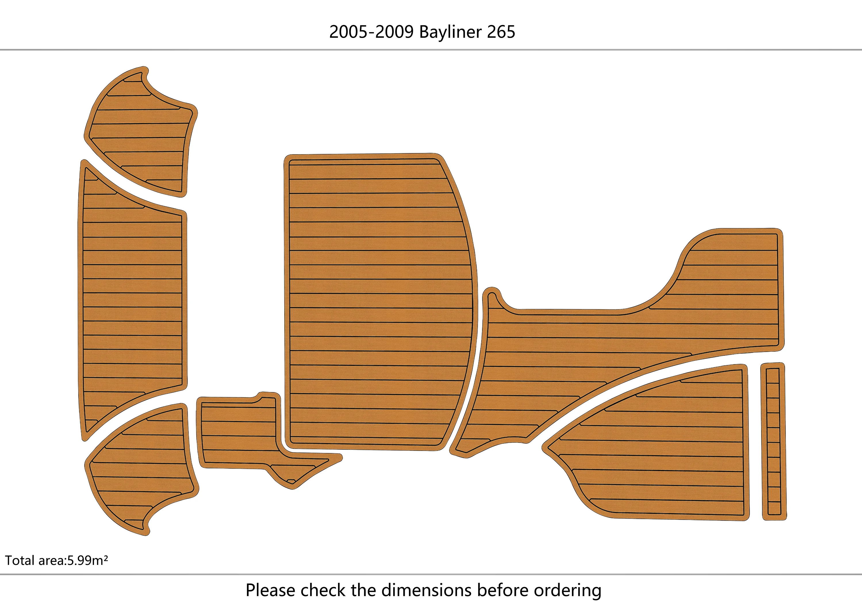 Eva foam Fuax teak seadek marine floor For 2005-2009 Bayliner 265 Cockpit Swim platform 1/4