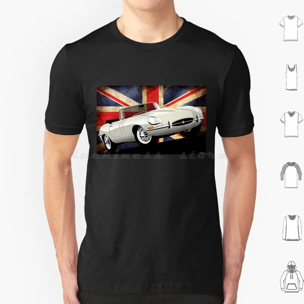 E-Type Series 1 Roadster-White T Shirt 6xl Cotton Cool Tee E Type Roadster Drop Head Coupe Dhc Convertible Series 1 Old English