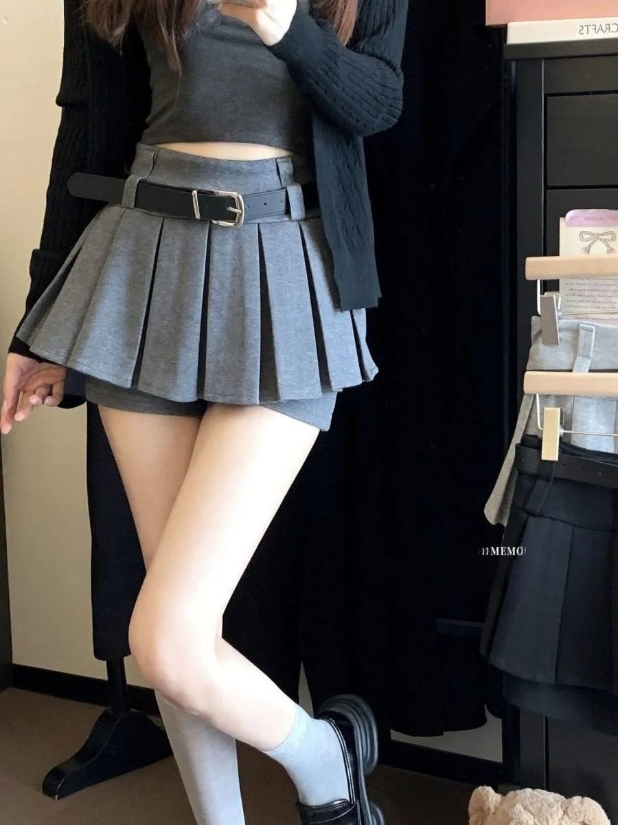 High Waist A-Line  Skirt Anti-Light Walking Sexy Girl Pleated Half Skirt Women's Fashion Autumn Winter New Arrival