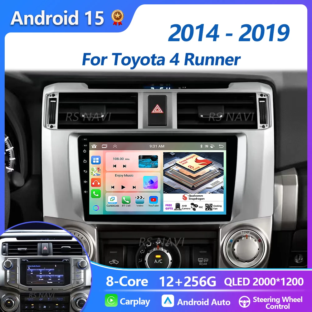 

Автомобильный радиоприемник Plug and Play Android 15 Carplay 2K для Toyota 4 Runner 2014-2019, навигация, GPS, видеоплеер, стерео, мультимедиа, авто