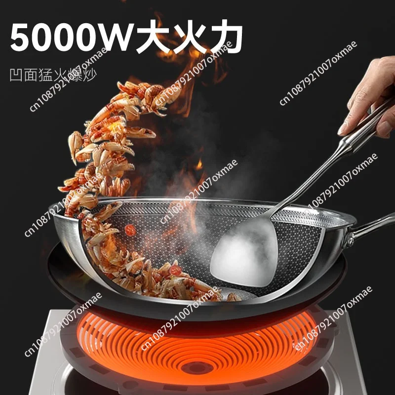 Commercial Induction Cooker 220V 5000W Wok Burner Concave High Power Induction Stove for Kitchen Stir Fry