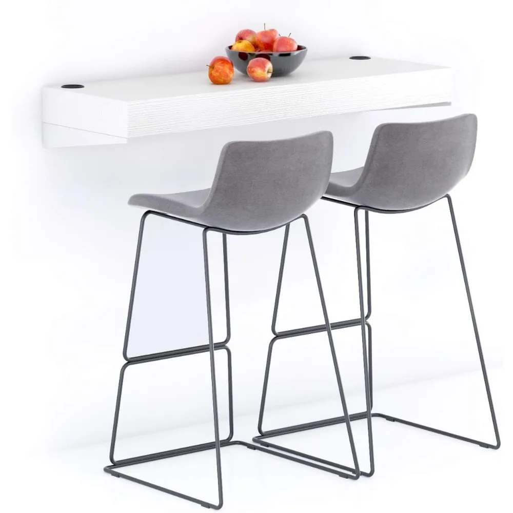 

, Evolution Extra Large Bar Shelf 47.2x15.7 in, with Wireless Charger, Ashwood White, Wall Mount Table and Floating Table for Ba