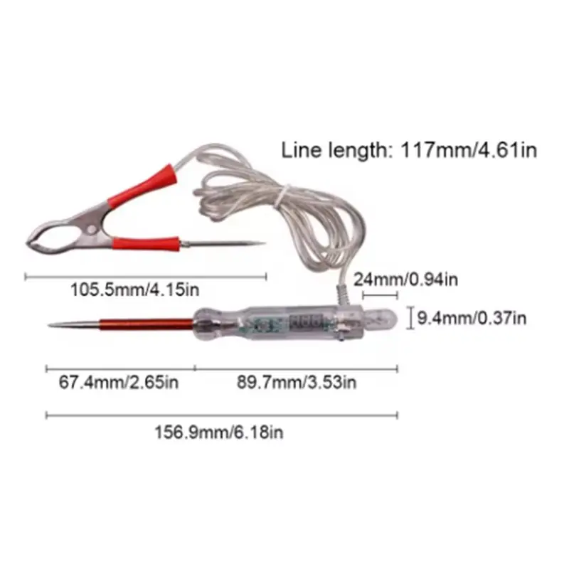 2X Car Truck Voltage Circuit Tester Digital Display Long Probe Test Pen Light Bulb Automotive Repair Diagnostic Tools view 4
