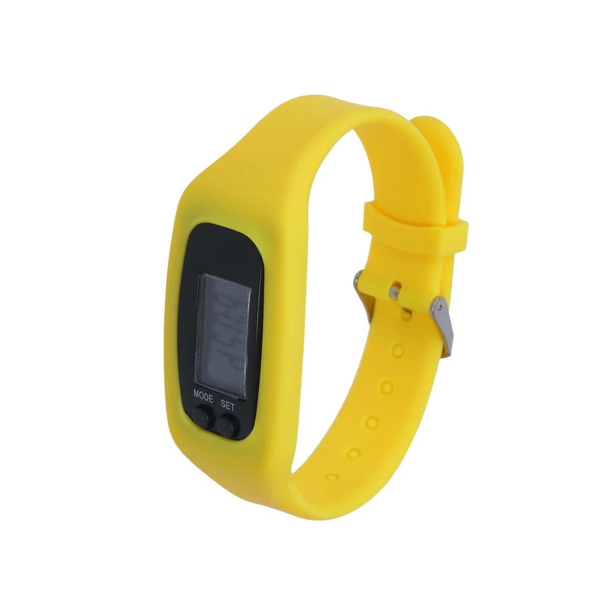 1pc Pedometer Bracelet Multifunctional Sports Pedometer Bracelet Time Calorie Mileage Tracker For Men Women Yellow Casual Wear
