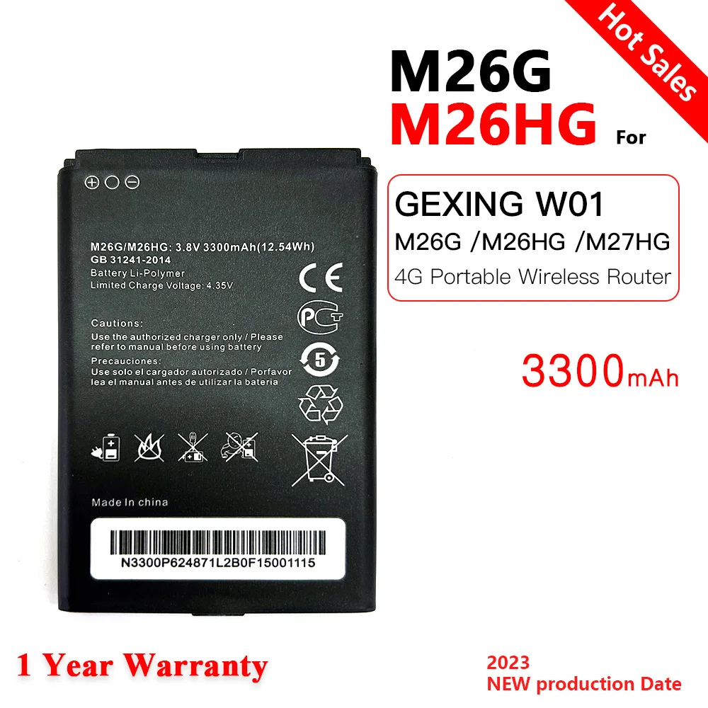 Original 3300mAh M26G M26HG M27HG Battery For GEXING W01 4G LTE Portable Wireless WiFi Router Hotspot Modem High Quality Battery