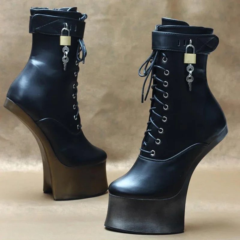 Bitter Moon New Arrival Horse Hoof High-Heeled Short Boots with High Waterproof Platform Role-Playing Fashion Women Shoes