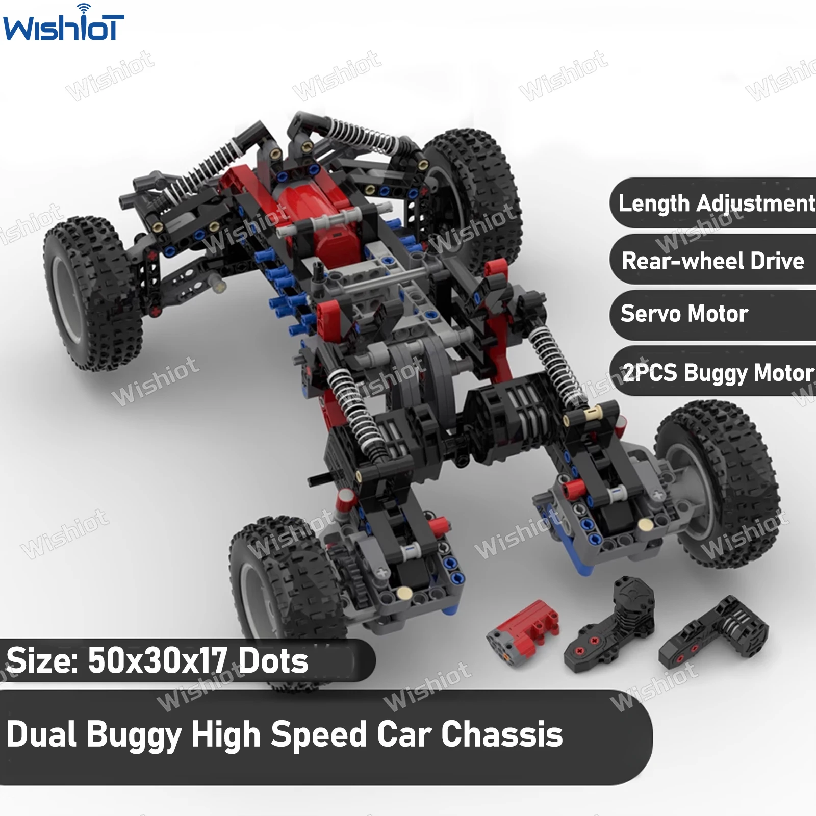 MOC Building Blocks Dual Buggy Motor High Speed Rear Drive Car Chassis Tail-swinging Suspension Independent Shock Axle Toy Gift