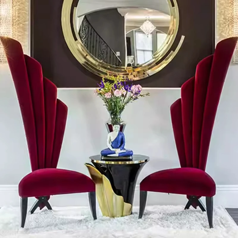 

Modern velvet living room accent chair set two gold metal legs high back support lounge chair bedroom home office