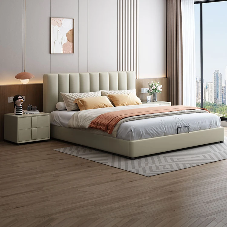 

Ltalian Style Nordic Double Bed Apartment Customizable Designer Fashionable Bed Reading Full Body Cama De Casal Home Furniture