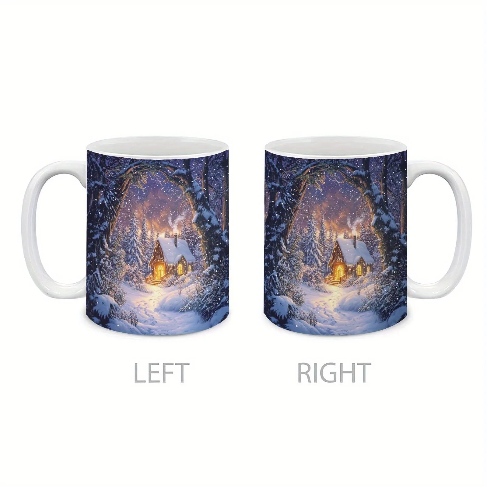 1pc, a Snow-Themed 11Oz Ceramic Coffee Cup, Suitable for Any Time of The Year, a Great Present for Loved Ones