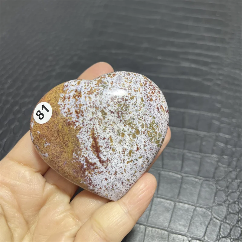 Natural Stone pretty Ocean Jasper Heart Meditation Energy Heart Sorcerer Exorcism Cures Crystal Home Feng Shui Decoration