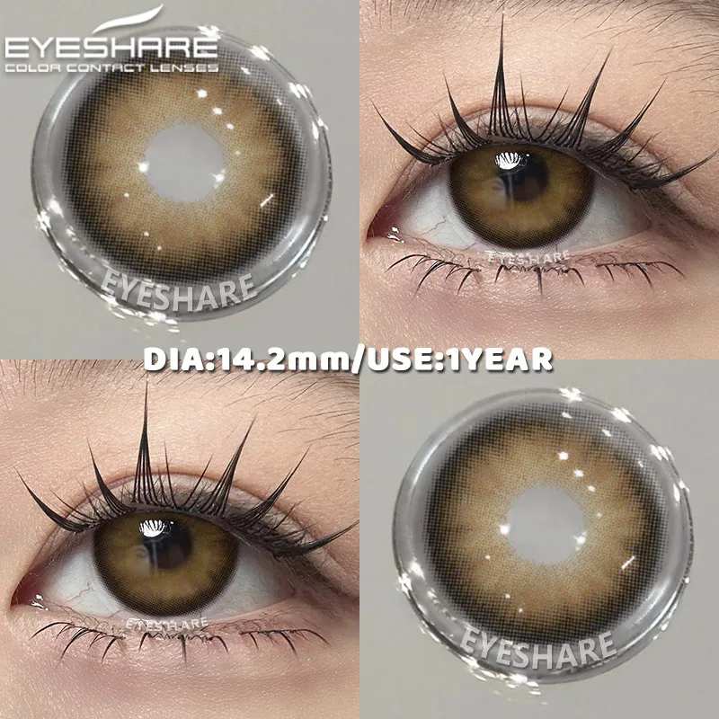 EYESHARE Natürliche farbige Schüler für Augen, 1 Paar schwarze Linsen, kosmetische blaue Schönheitslinsen, graue Augenkontaktlinsen, grüne Colorcon-Linse