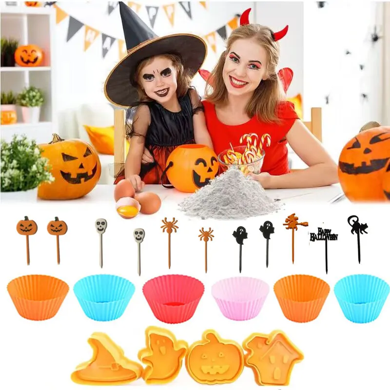 Halloweenowy forma do ciastek plastikowe owoce widelec butelka na sos cięcia ciastek odpowiedni do halloweenowego przerzucania cukru na imprezę