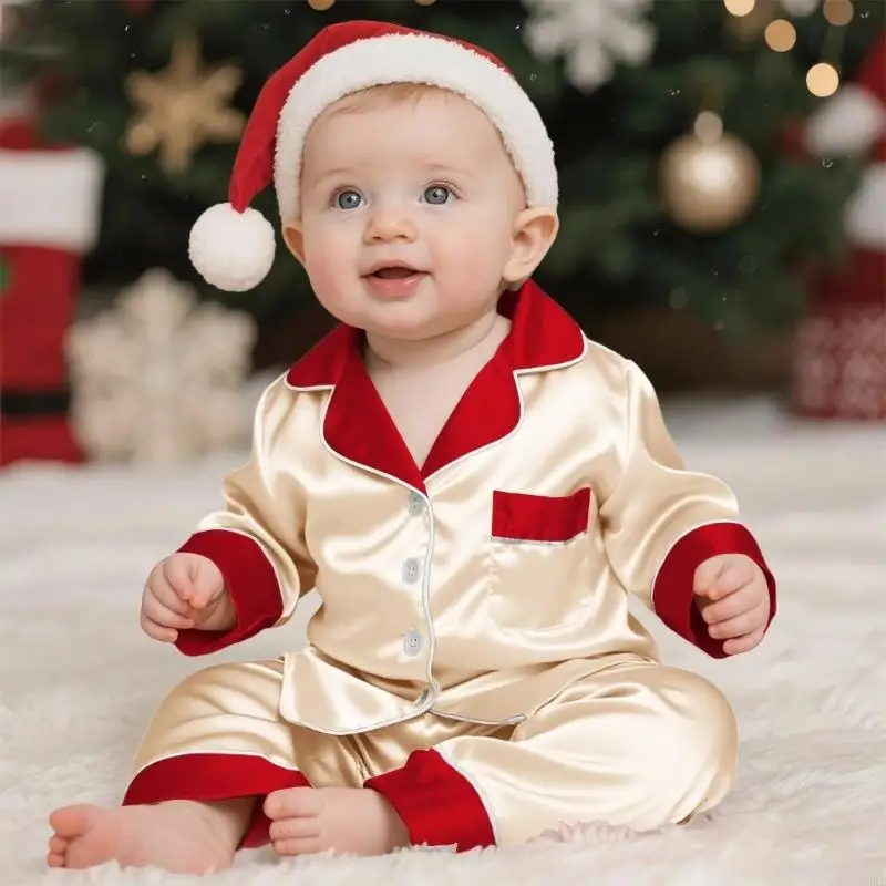 مجموعات مطابقة Corb Family Christmas Pajamas Silk Satin بالإضافة إلى حجم المطابقة غير الرسمية للعائلة #2