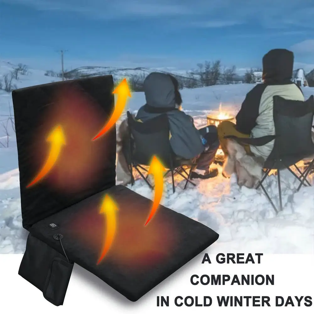 Portable Folding Heated Seat Cushion Outdoor Camping Heated Sofa Cushion 3 Level Temperature Controller Seat Cushion Heater Pad