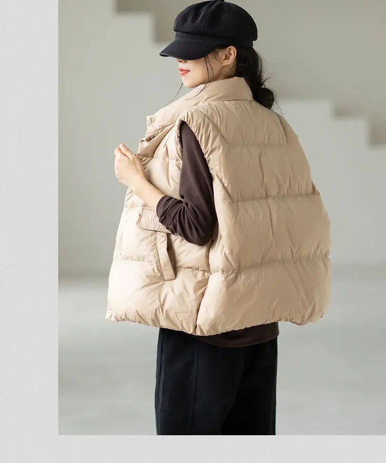 Outono e inverno novo colete feminino para baixo colete sem mangas com gola