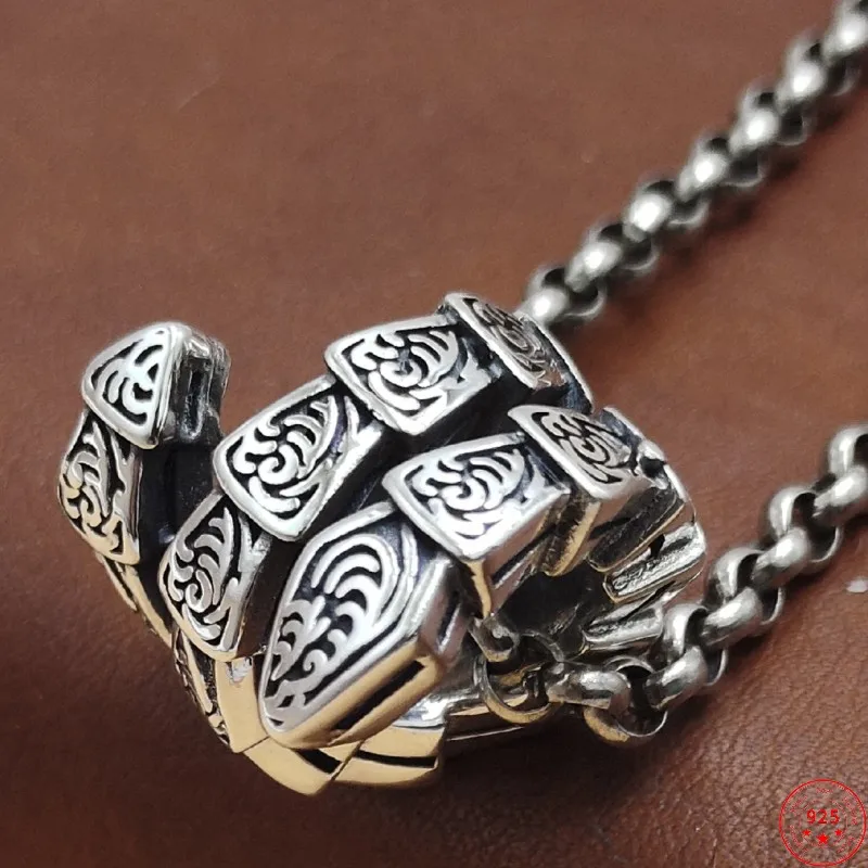 S925 Sterling Silver Charms Pendant for Men Women Eternal Rattan Pattern Divine Snake Amulet New Fashion Punk Jewelry Wholesale