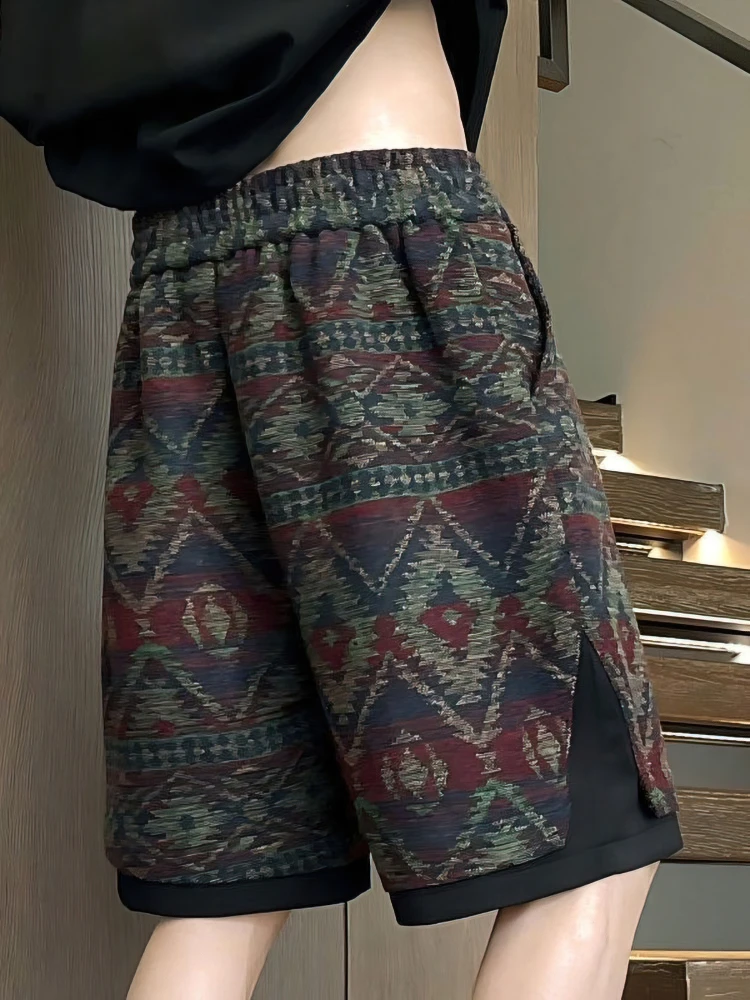 Y2k خمر العرقية الصيف شورتات للبحر الرجال فضفاض واسعة الساق عادية Capris السراويل الذكور الرياضة كبيرة الحجم تشغيل السراويل 2025