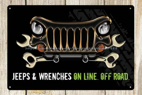 car wrenches on line off road metal tin sign outdoor art sale