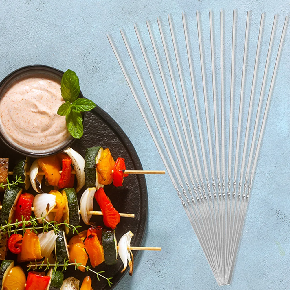 

20pcs Stainless Steel BBQ Skewers 30cm Long 3 5mm Wide Reusable Metal Grilling Tools for Outdoor Camping Picnic