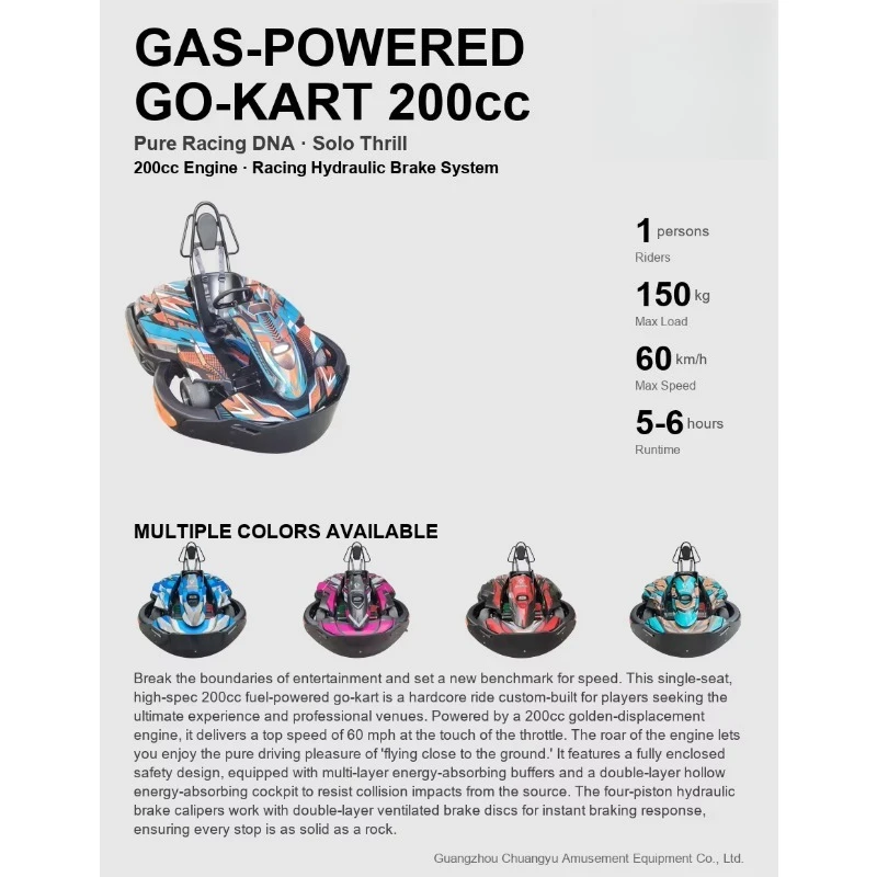 Professional Manufacturer 200cc Gas-Powered Go-Kart High Speed Racing Kart for Commercial Amusement Park Outdoor CE Certified