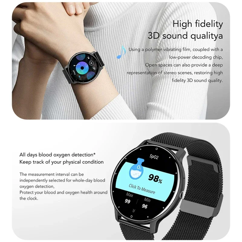 الأصلي BOALZETD مصنع ZL02 SmartWatch النساء الرجال كامل شاشة تعمل باللمس بلوتوث دعوة مقاوم للماء لتحديد المواقع الرياضة جهاز تعقب للياقة البدنية ساعة